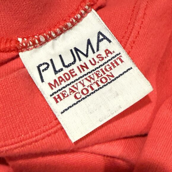 Vintage Pluma Shirt Men Large Crew Tee Red Tshirt Short Sleeve Plain USA Made - Picture 7 of 7